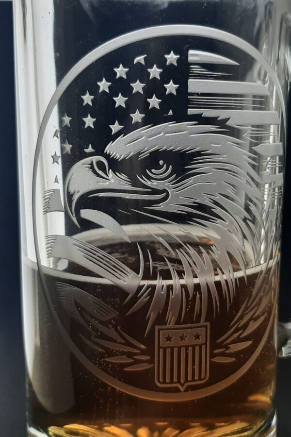 Close up of Eagle One deep etch.