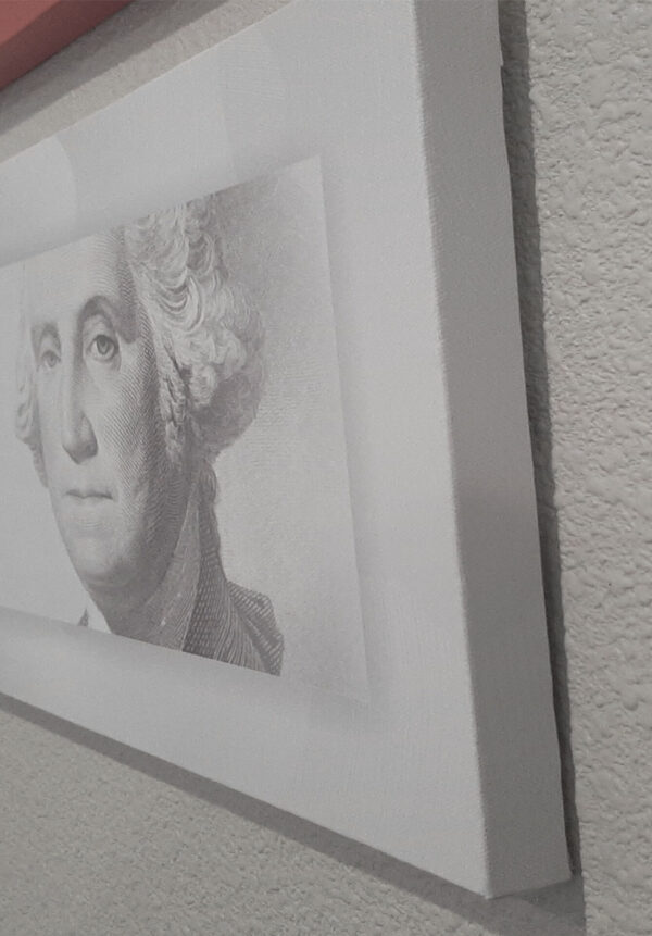 Showing wrap around canvas and frame thickness.