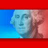 George Washinton Portrait with red color scheme.