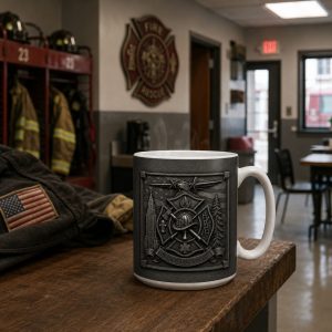 Firefighter's coffee mug.