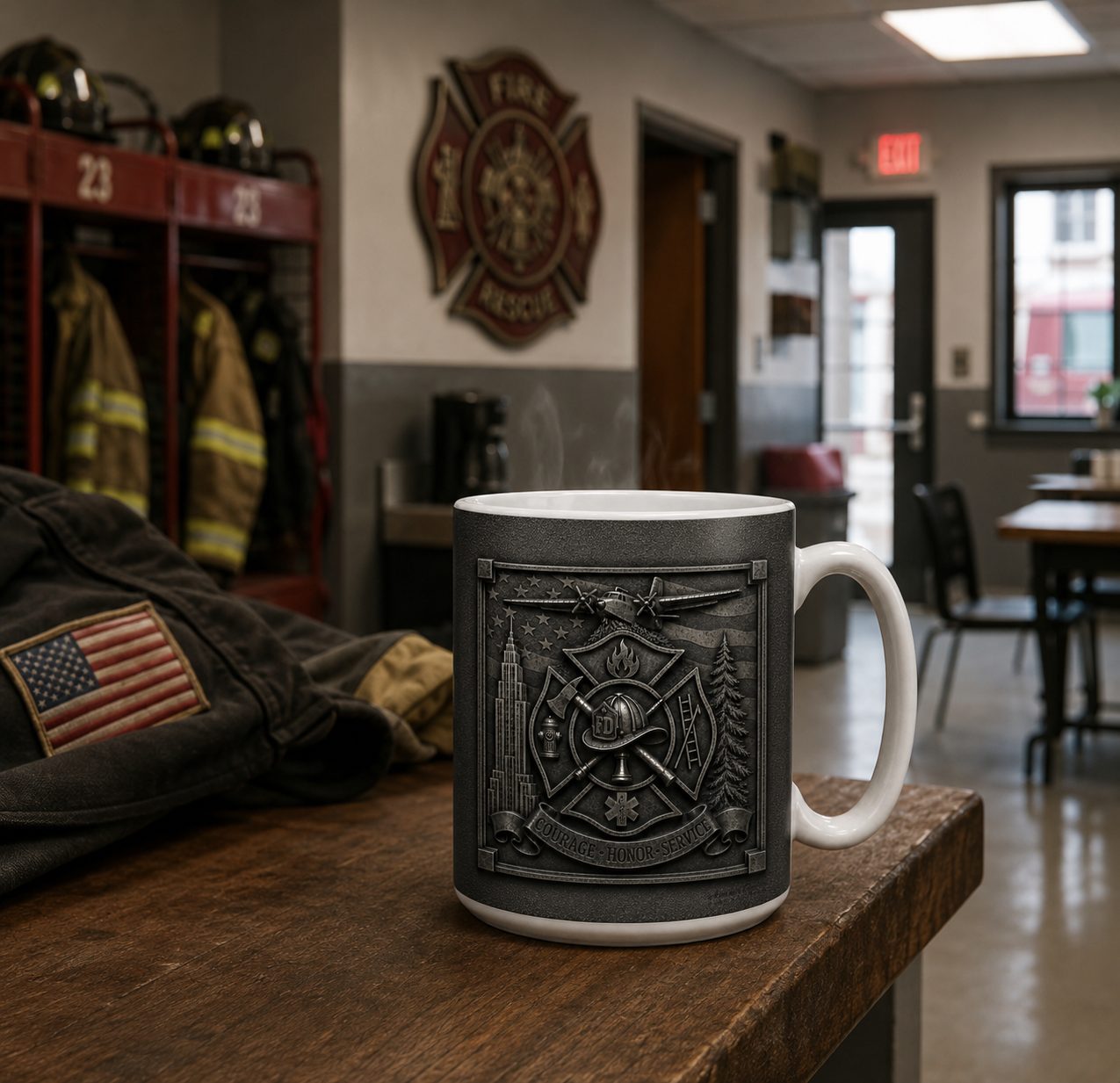Firefighter's coffee mug.