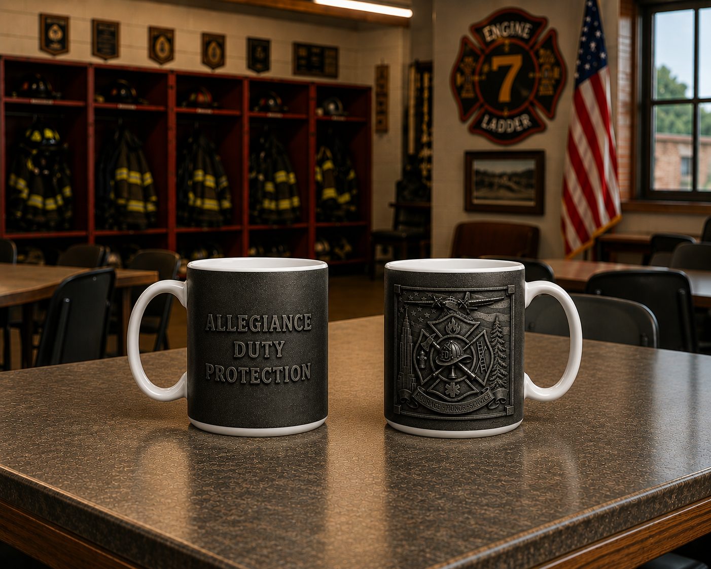 Firefighter's coffee mug.