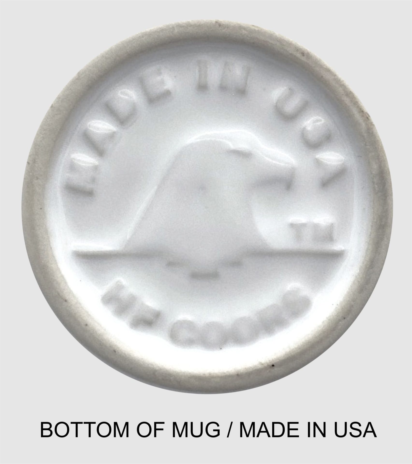 Bottom of American made coffee mug.